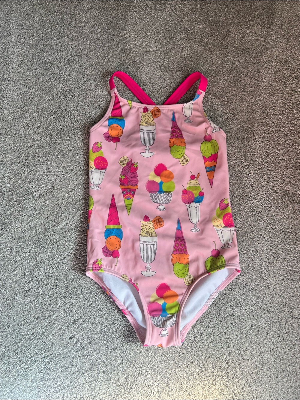 Mini Boden Girls Kids 5-6 Ice Cream One-Piece Swimsuit Bathing Suit Swim